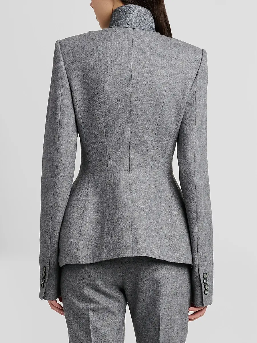 Alexander McQueen Women's Cross Lapel Structured Wool Jacket | Thumbnail 3 Alexander McQueen Women's Cross Lapel Structured Wool Jacket | Thumbnail 3