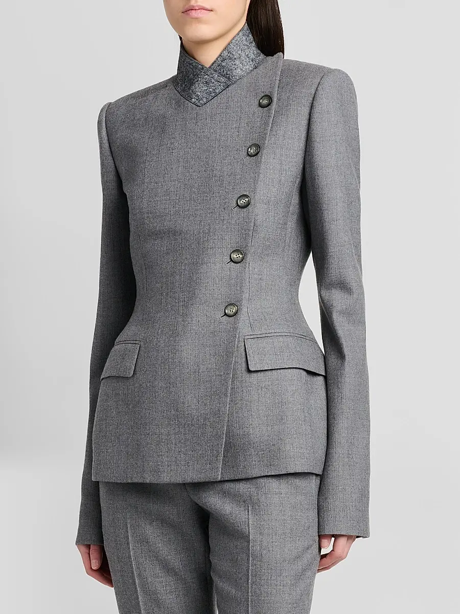 Alexander McQueen Women's Cross Lapel Structured Wool Jacket | Thumbnail 4 Alexander McQueen Women's Cross Lapel Structured Wool Jacket | Thumbnail 4
