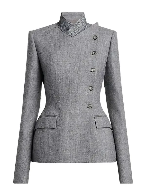 Women's Cross Lapel Structured Wool Jacket Women's Cross Lapel Structured Wool Jacket