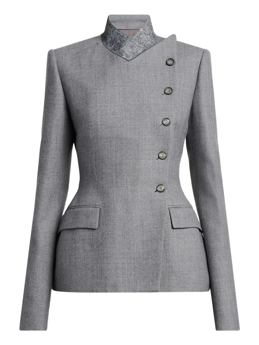 Women's Cross Lapel Structured Wool Jacket Women's Cross Lapel Structured Wool Jacket