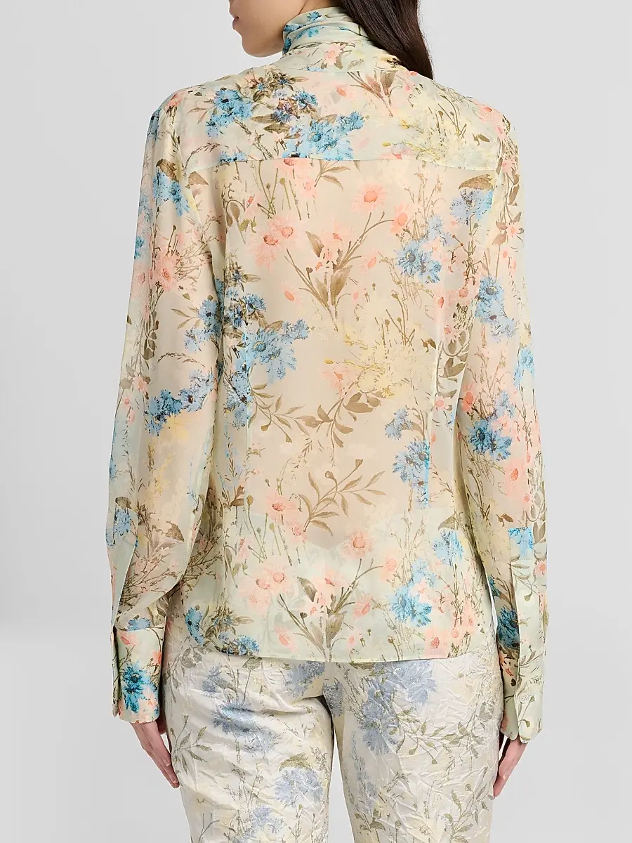 Alexander McQueen Women's Floral Tieneck Silk Blouse | Thumbnail 3 Alexander McQueen Women's Floral Tieneck Silk Blouse | Thumbnail 3