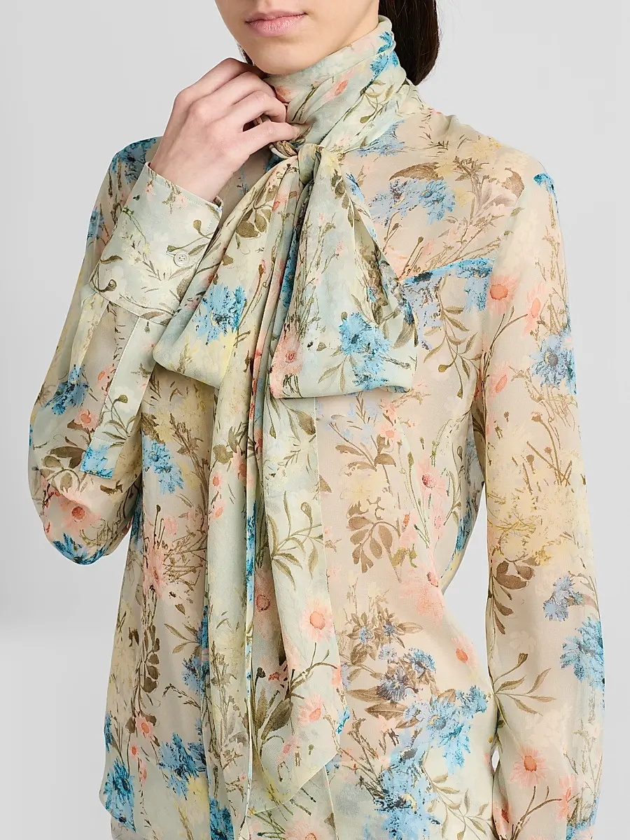 Alexander McQueen Women's Floral Tieneck Silk Blouse | Thumbnail 5 Alexander McQueen Women's Floral Tieneck Silk Blouse | Thumbnail 5