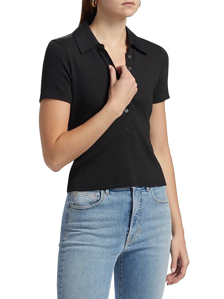 Veronica Beard Women's Kearney Cotton Polo T-Shirt | Thumbnail 4