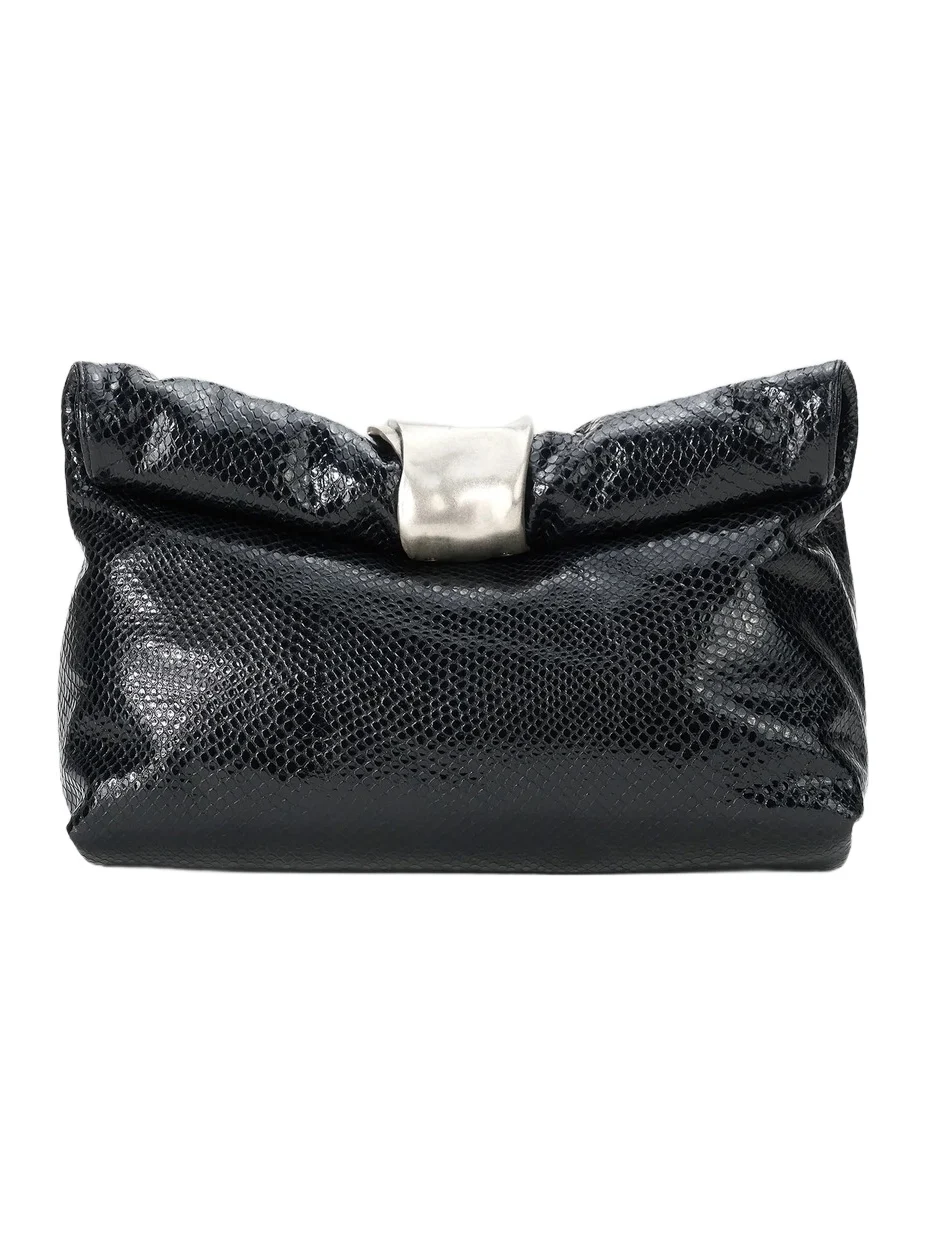Staud Women's Cuff Snake-Embossed Leather Clutch