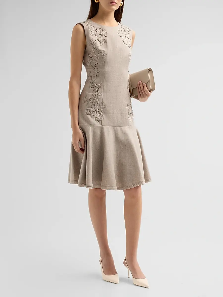 Kobi Halperin Women's Tate Wool Drop-Waist Knee-Length Dress | Thumbnail 4