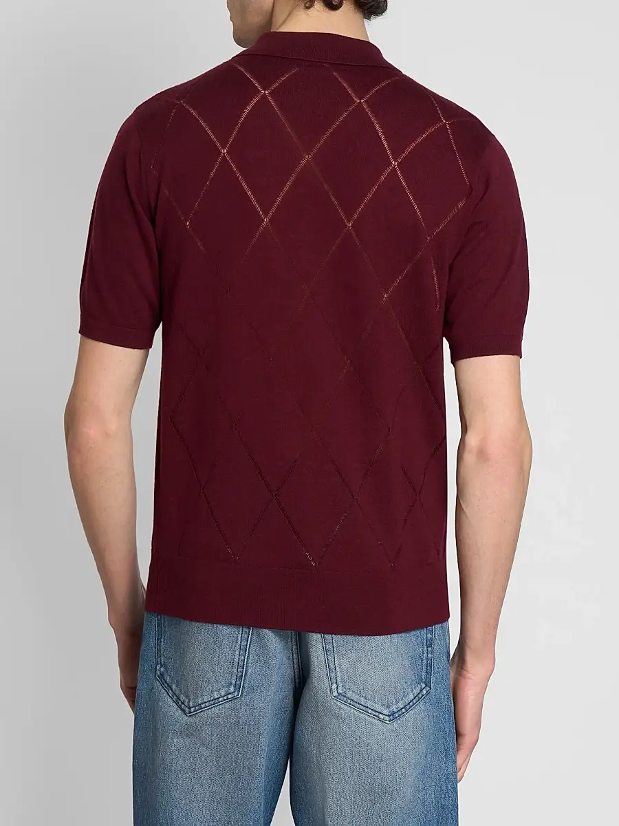 Dries Van Noten Men's Argyle Cotton Polo Shirt | Thumbnail 3 Dries Van Noten Men's Argyle Cotton Polo Shirt | Thumbnail 3