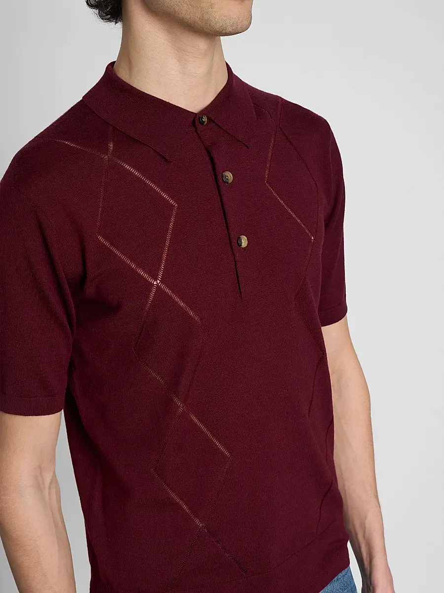 Dries Van Noten Men's Argyle Cotton Polo Shirt | Thumbnail 5 Dries Van Noten Men's Argyle Cotton Polo Shirt | Thumbnail 5