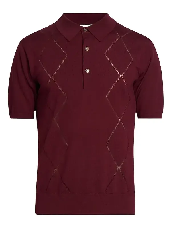 Dries Van Noten Men's Argyle Cotton Polo Shirt