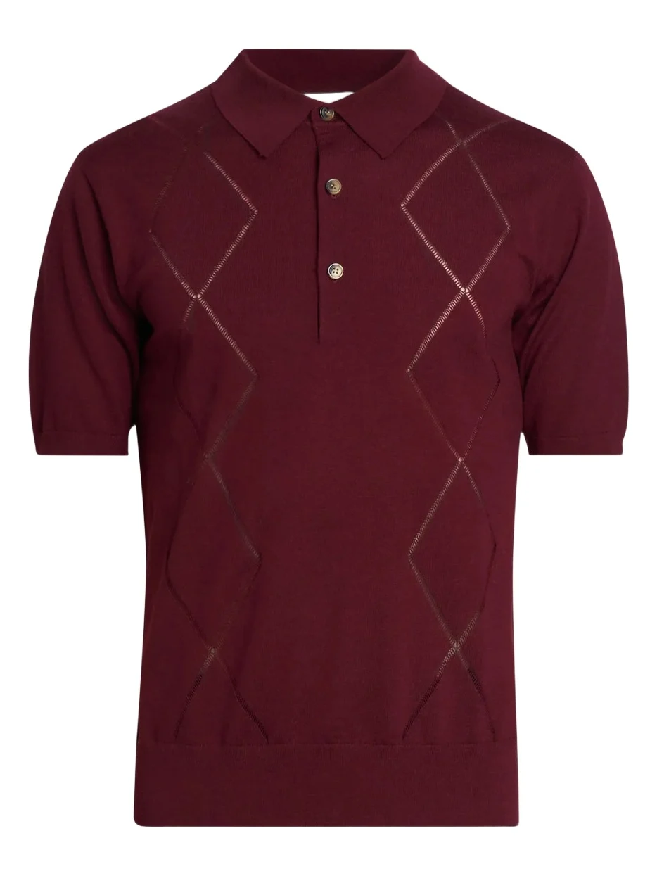 Dries Van Noten Men's Argyle Cotton Polo Shirt | Thumbnail 1 Dries Van Noten Men's Argyle Cotton Polo Shirt | Thumbnail 1