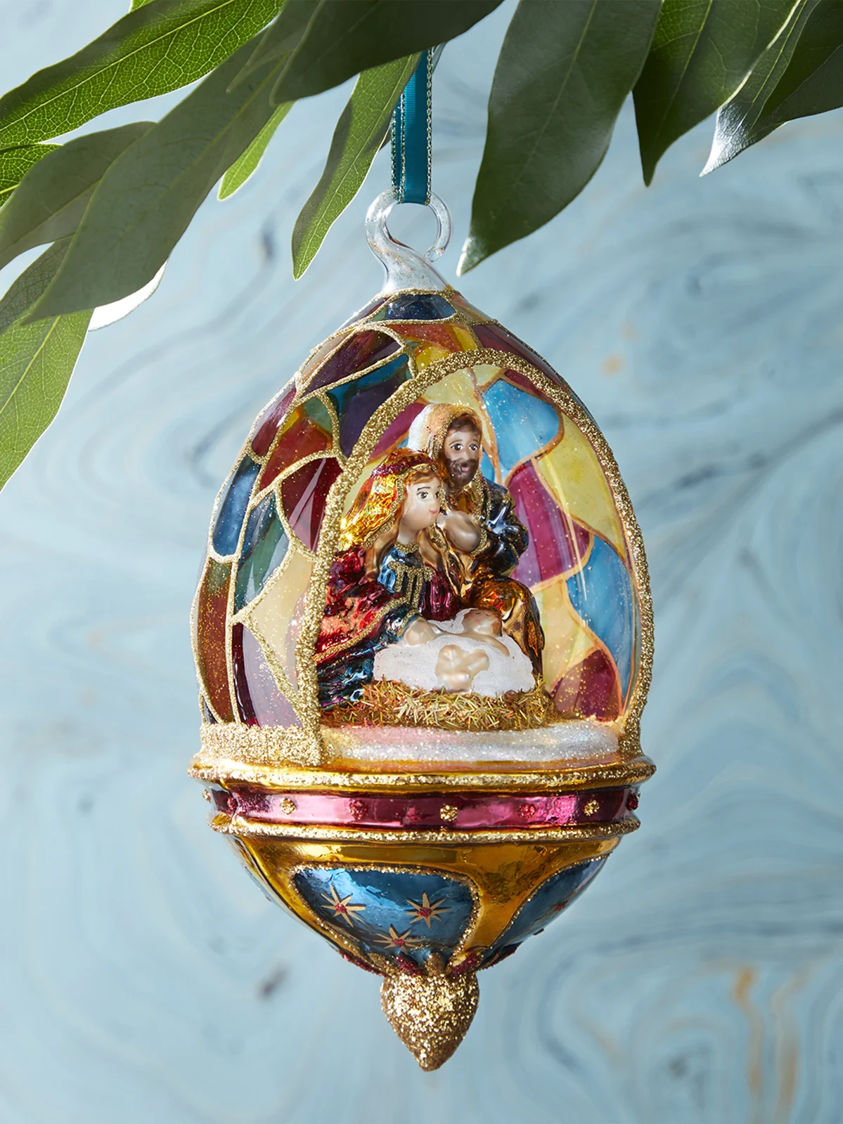 Exclusively Ours Holy Family Glass Ornament