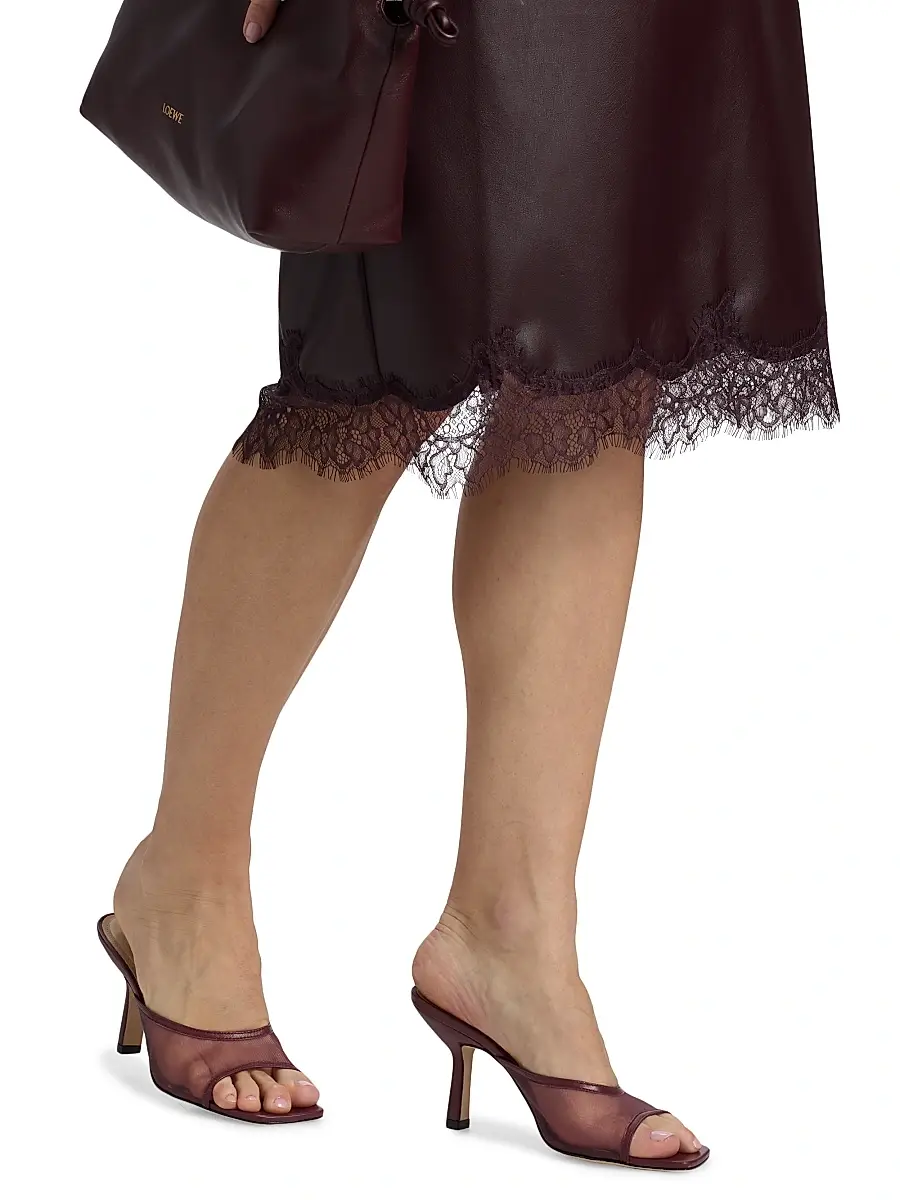 LAMARQUE Women's Sonja Faux Leather Lace-Trimmed Midi-Skirt | Thumbnail 6 LAMARQUE Women's Sonja Faux Leather Lace-Trimmed Midi-Skirt | Thumbnail 6