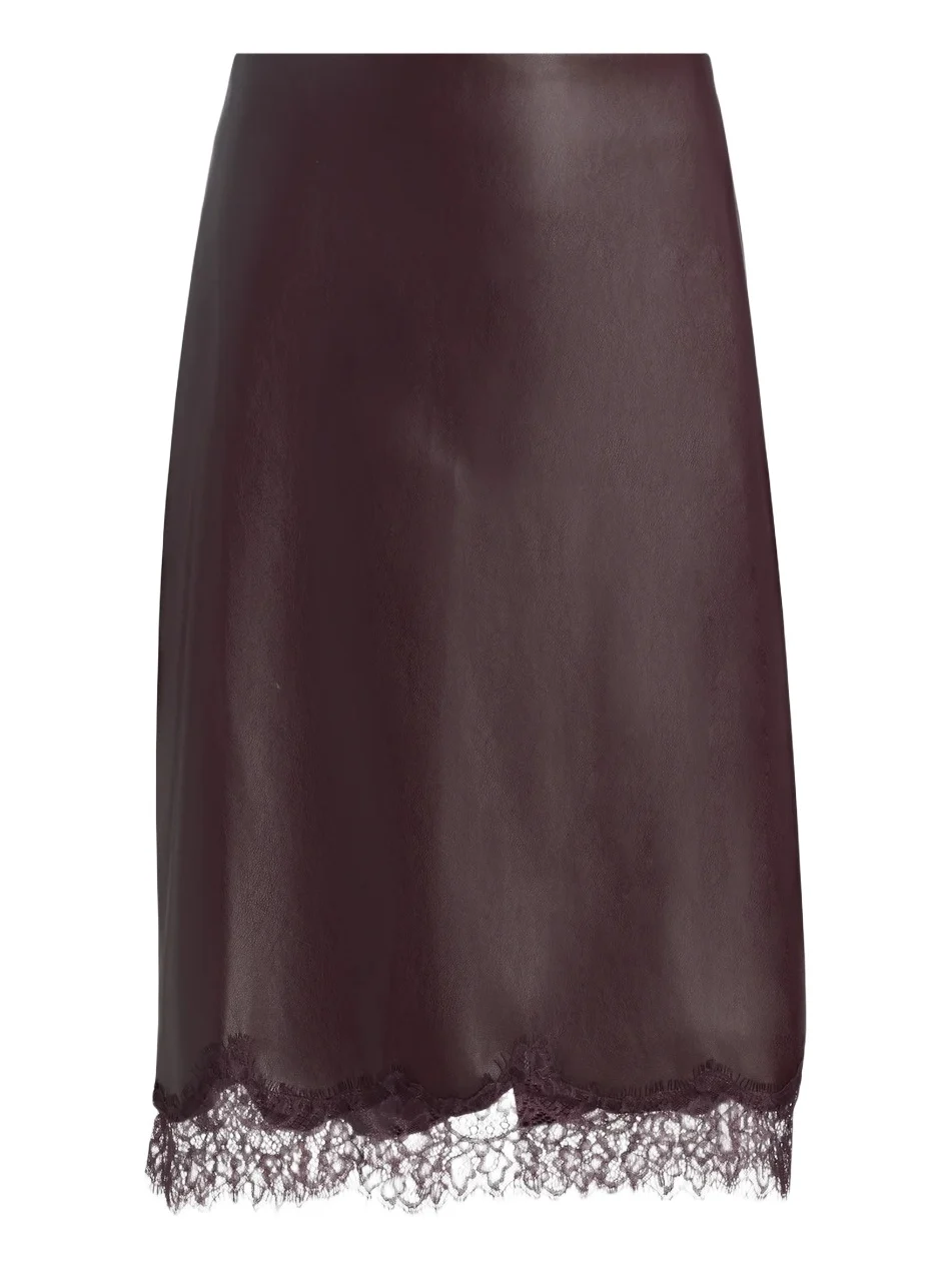 Women's Sonja Faux Leather Lace-Trimmed Midi-Skirt Women's Sonja Faux Leather Lace-Trimmed Midi-Skirt