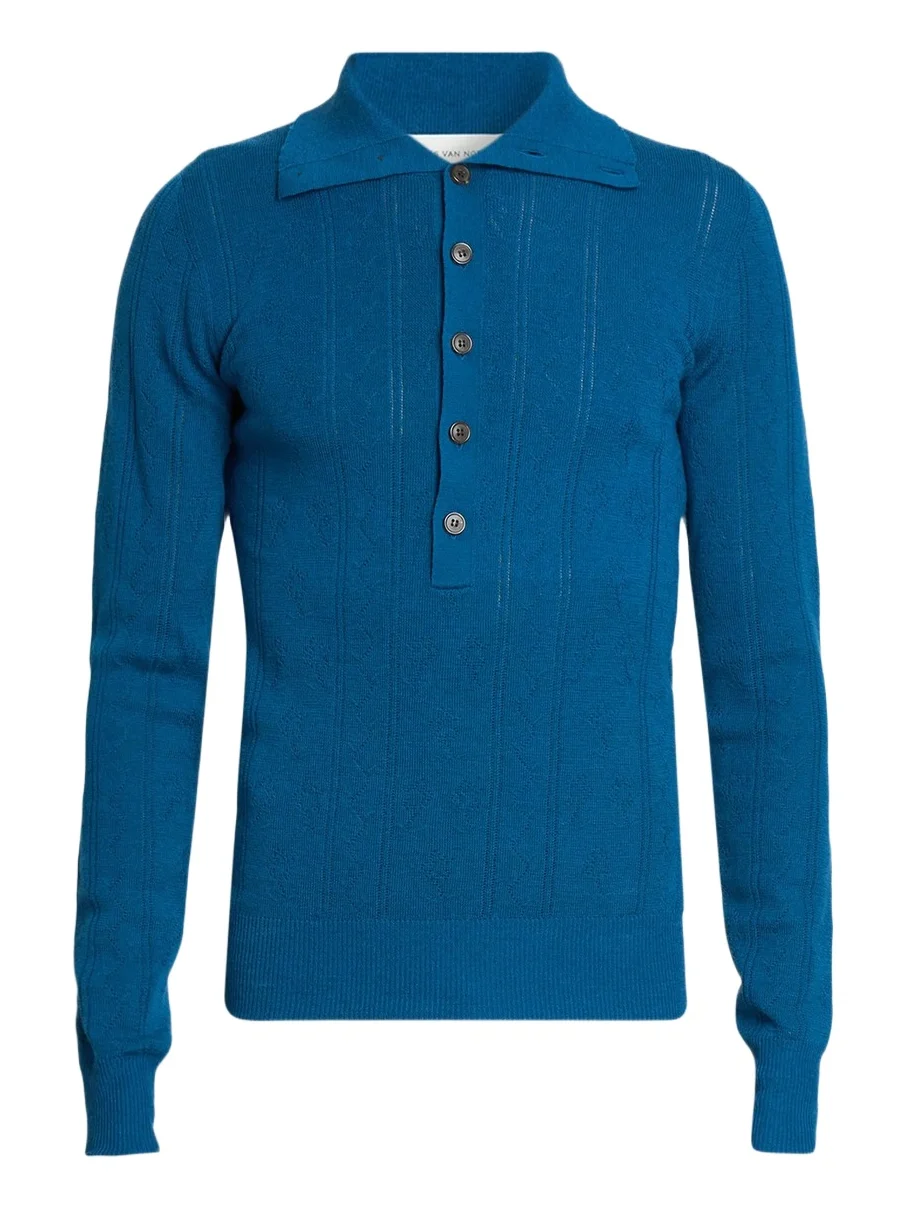 Men's Slim-Fit Wool-Cotton Polo Sweater Men's Slim-Fit Wool-Cotton Polo Sweater