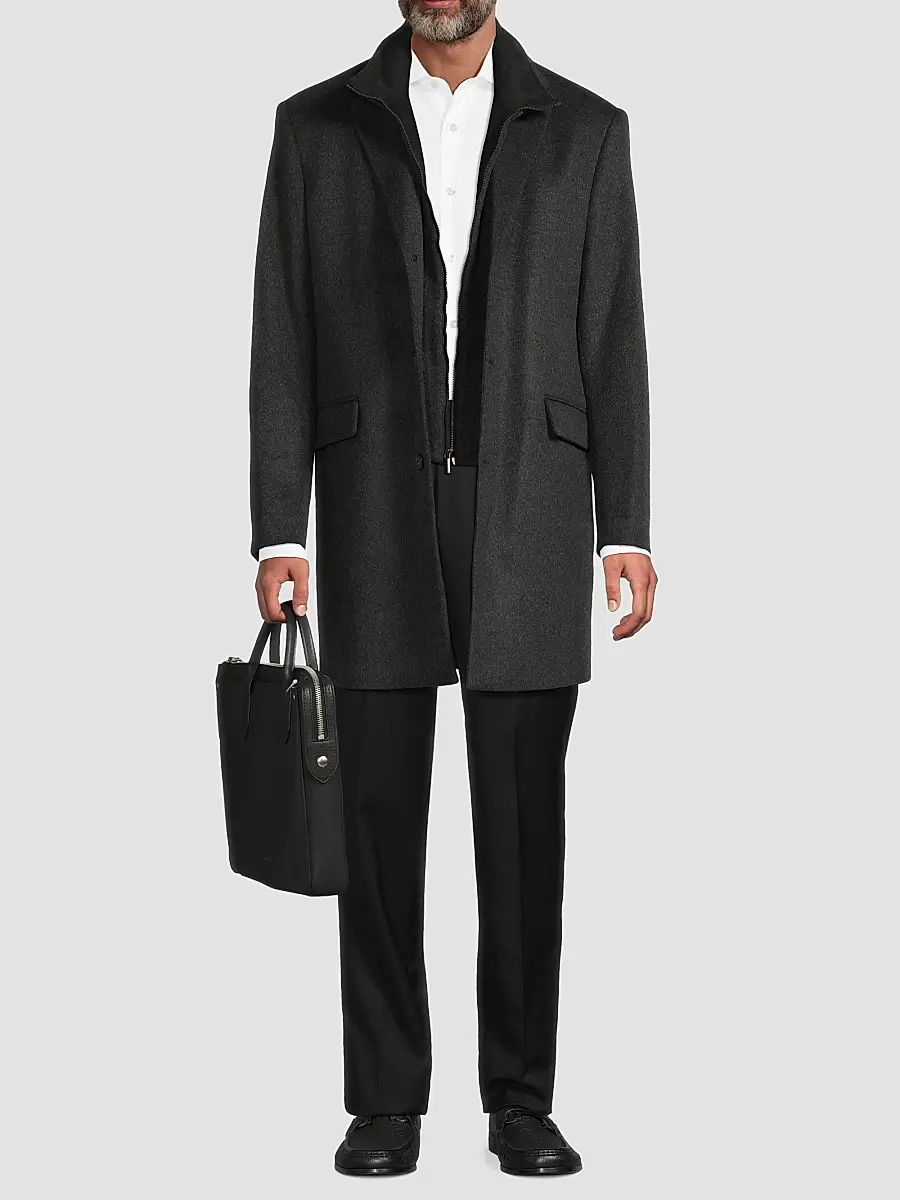 Saks Fifth Avenue Men's COLLECTION Fashion Wool-Cashmere Top Coat | Thumbnail 2 Saks Fifth Avenue Men's COLLECTION Fashion Wool-Cashmere Top Coat | Thumbnail 2