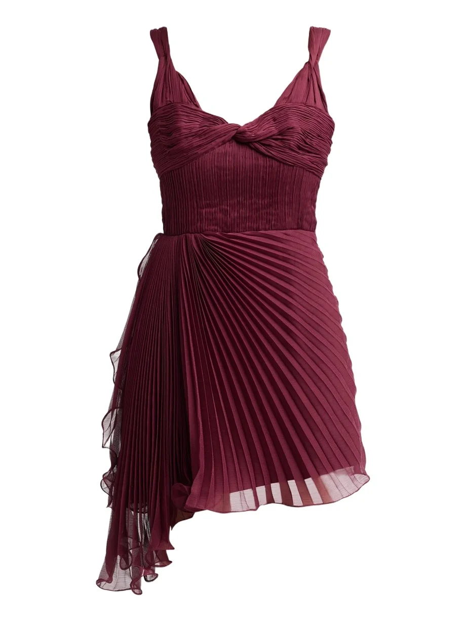 Amur Women's Nova Pleated Twist-Front Mini Dress
