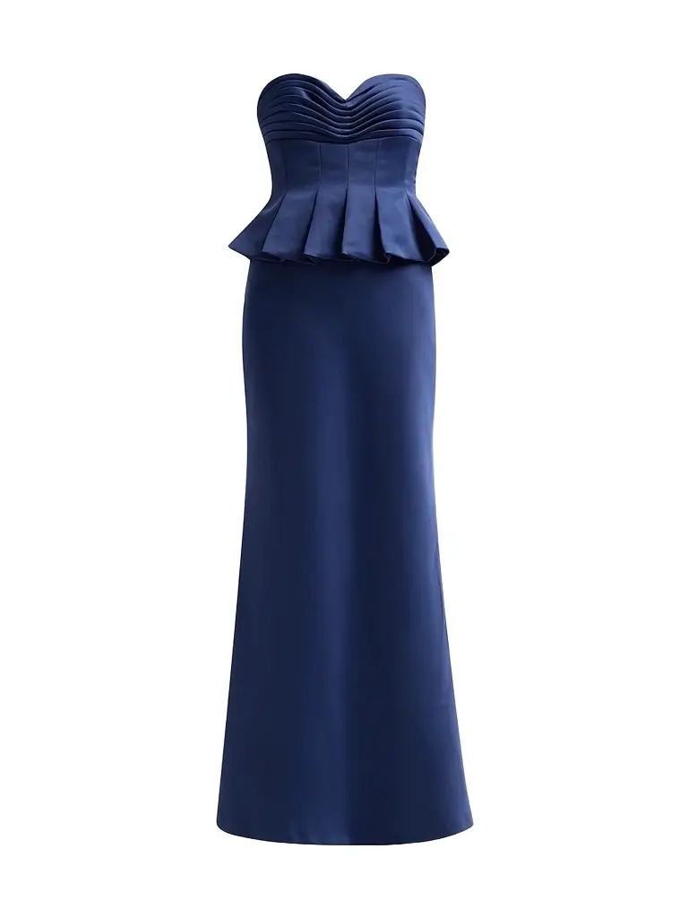 THEIA Women's Sydney Strapless Peplum Gown