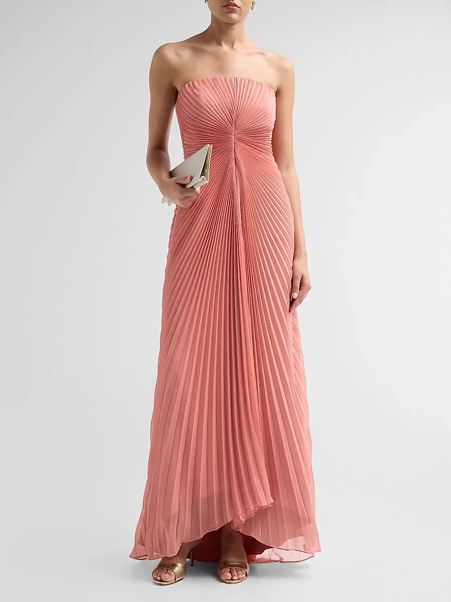 Amur Women's Myra Pleated High-Low Maxi Dress | Thumbnail 2 Amur Women's Myra Pleated High-Low Maxi Dress | Thumbnail 2