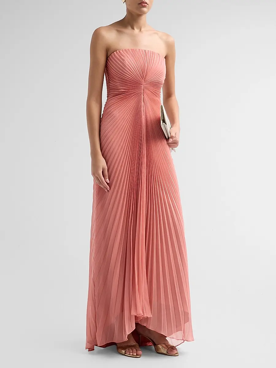 Amur Women's Myra Pleated High-Low Maxi Dress | Thumbnail 4 Amur Women's Myra Pleated High-Low Maxi Dress | Thumbnail 4