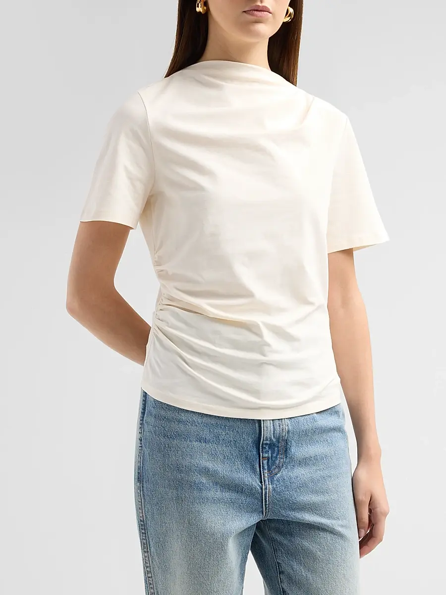 Le Jean Women's Willow Cotton-Blend Draped T-Shirt | Thumbnail 4 Le Jean Women's Willow Cotton-Blend Draped T-Shirt | Thumbnail 4