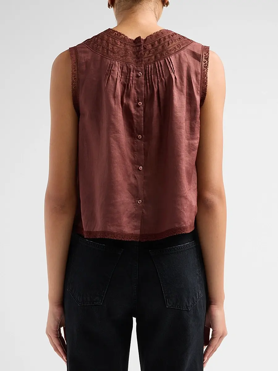 DÔEN Women's Liletta Lace-Trim Top | Thumbnail 3 DÔEN Women's Liletta Lace-Trim Top | Thumbnail 3