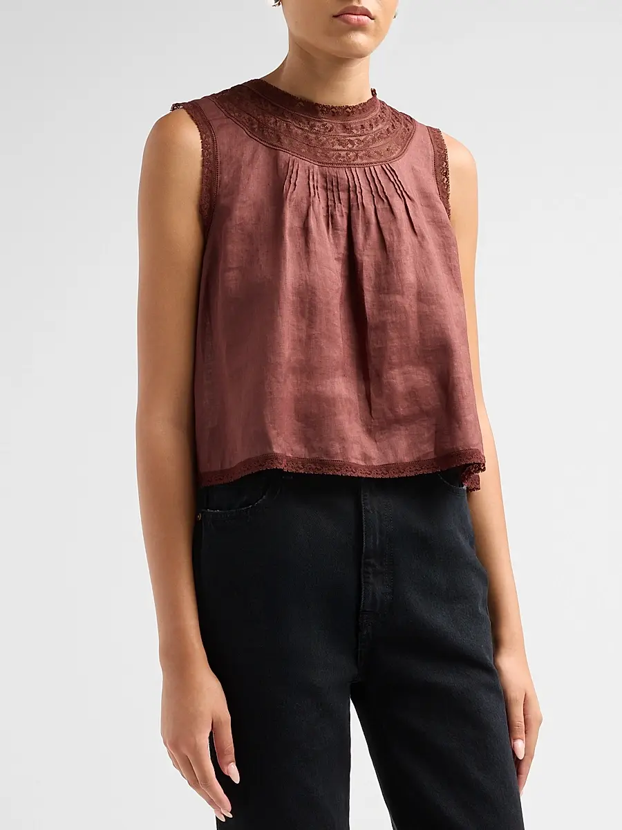 DÔEN Women's Liletta Lace-Trim Top | Thumbnail 4 DÔEN Women's Liletta Lace-Trim Top | Thumbnail 4