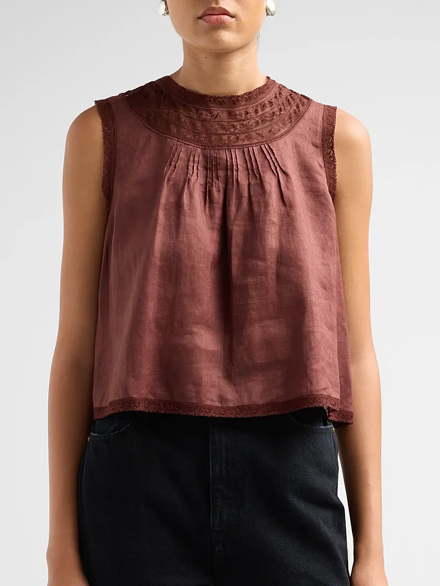 DÔEN Women's Liletta Lace-Trim Top | Thumbnail 5 DÔEN Women's Liletta Lace-Trim Top | Thumbnail 5