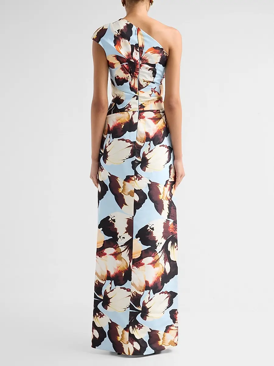 MONIQUE LHUILLIER Women's Floral Silk Faille One-Shoulder Gown | Thumbnail 3 MONIQUE LHUILLIER Women's Floral Silk Faille One-Shoulder Gown | Thumbnail 3