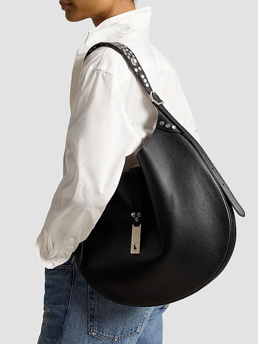 Polo Ralph Lauren Women's Polo ID Studded Leather Shoulder Bag | Thumbnail 2 Polo Ralph Lauren Women's Polo ID Studded Leather Shoulder Bag | Thumbnail 2