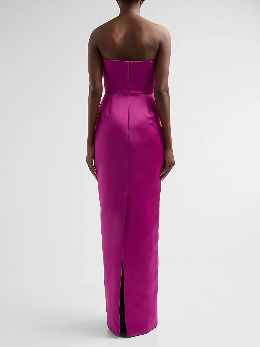 Amsale Women's Floral Satin Strapless Column Gown | Thumbnail 3