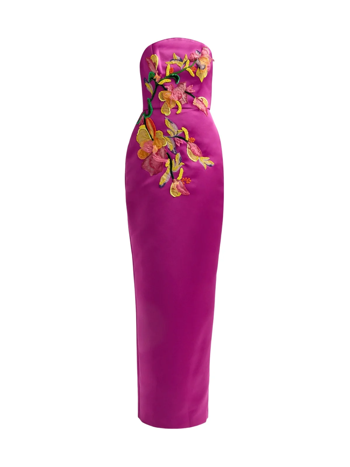 Women's Floral Satin Strapless Column Gown Women's Floral Satin Strapless Column Gown