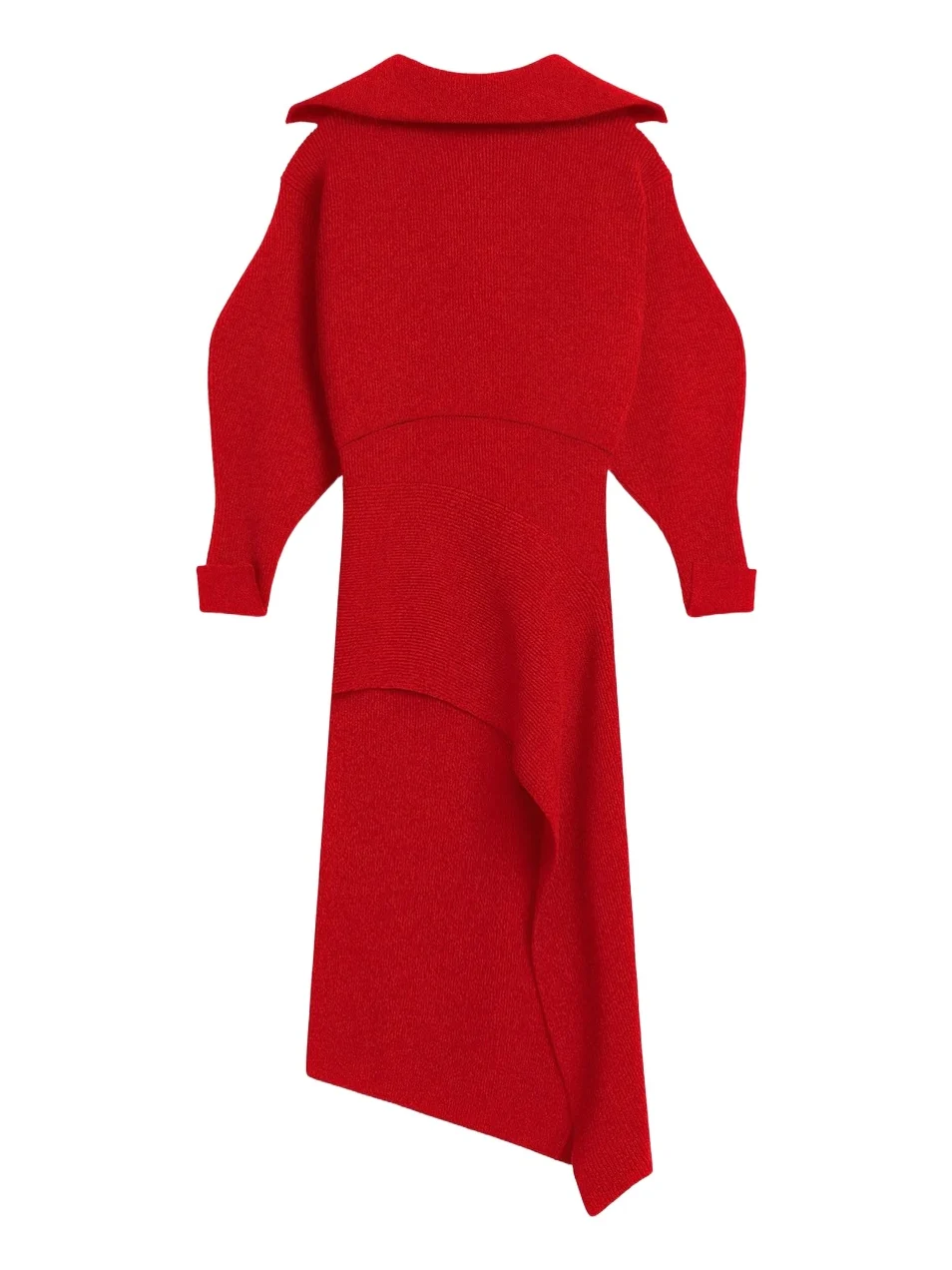 Women's Slashed Midi Dress in Wool and Cashmere - Red Women's Slashed Midi Dress in Wool and Cashmere - Red