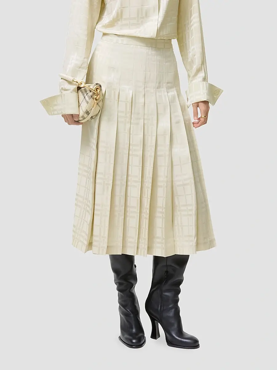 Burberry Women's Annalie Check Silk Midi Kilt | Thumbnail 3