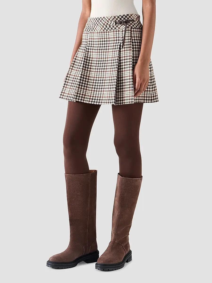 Akris punto Women's Houndstooth Tweed Wool-Blend Mini Kilt Skirt | Thumbnail 5 Akris punto Women's Houndstooth Tweed Wool-Blend Mini Kilt Skirt | Thumbnail 5