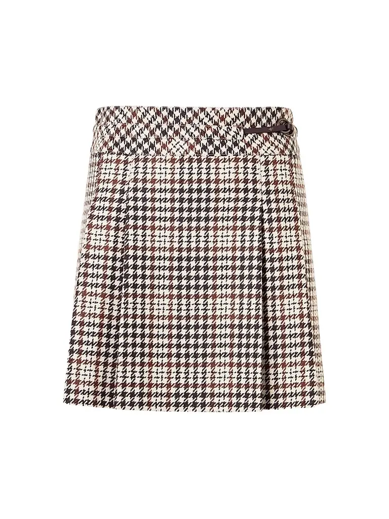Akris punto Women's Houndstooth Tweed Wool-Blend Mini Kilt Skirt