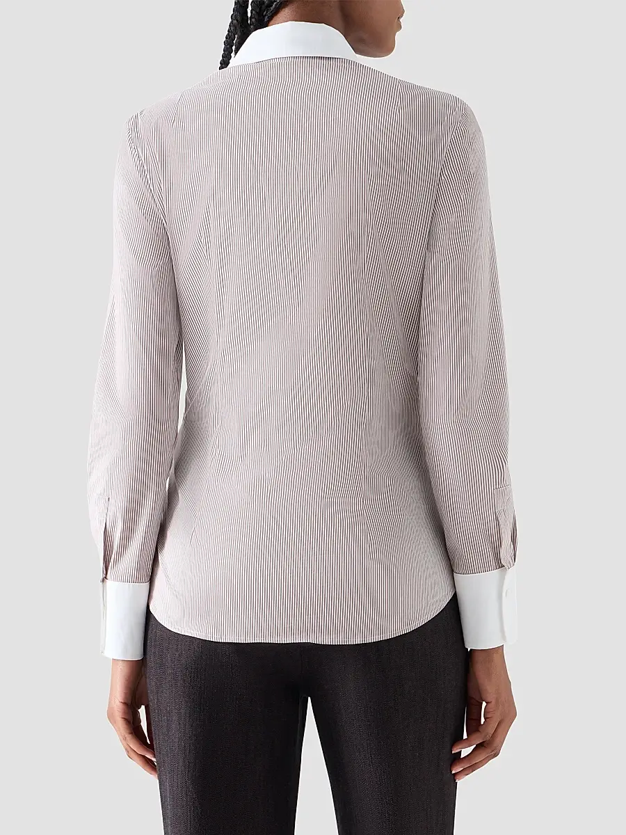 Akris punto Women's Stripe Stretch Cotton Poplin Shirt | Thumbnail 3