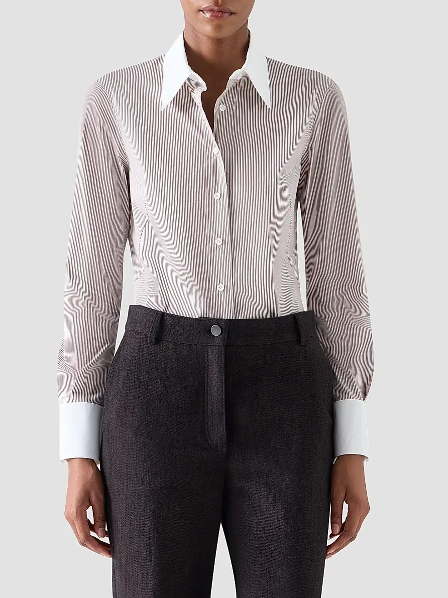 Akris punto Women's Stripe Stretch Cotton Poplin Shirt | Thumbnail 4