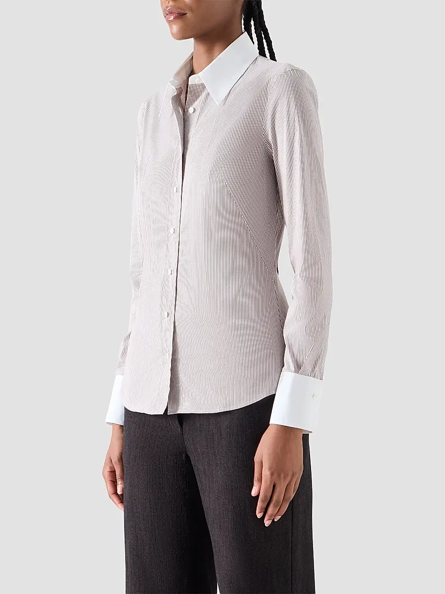 Akris punto Women's Stripe Stretch Cotton Poplin Shirt | Thumbnail 6