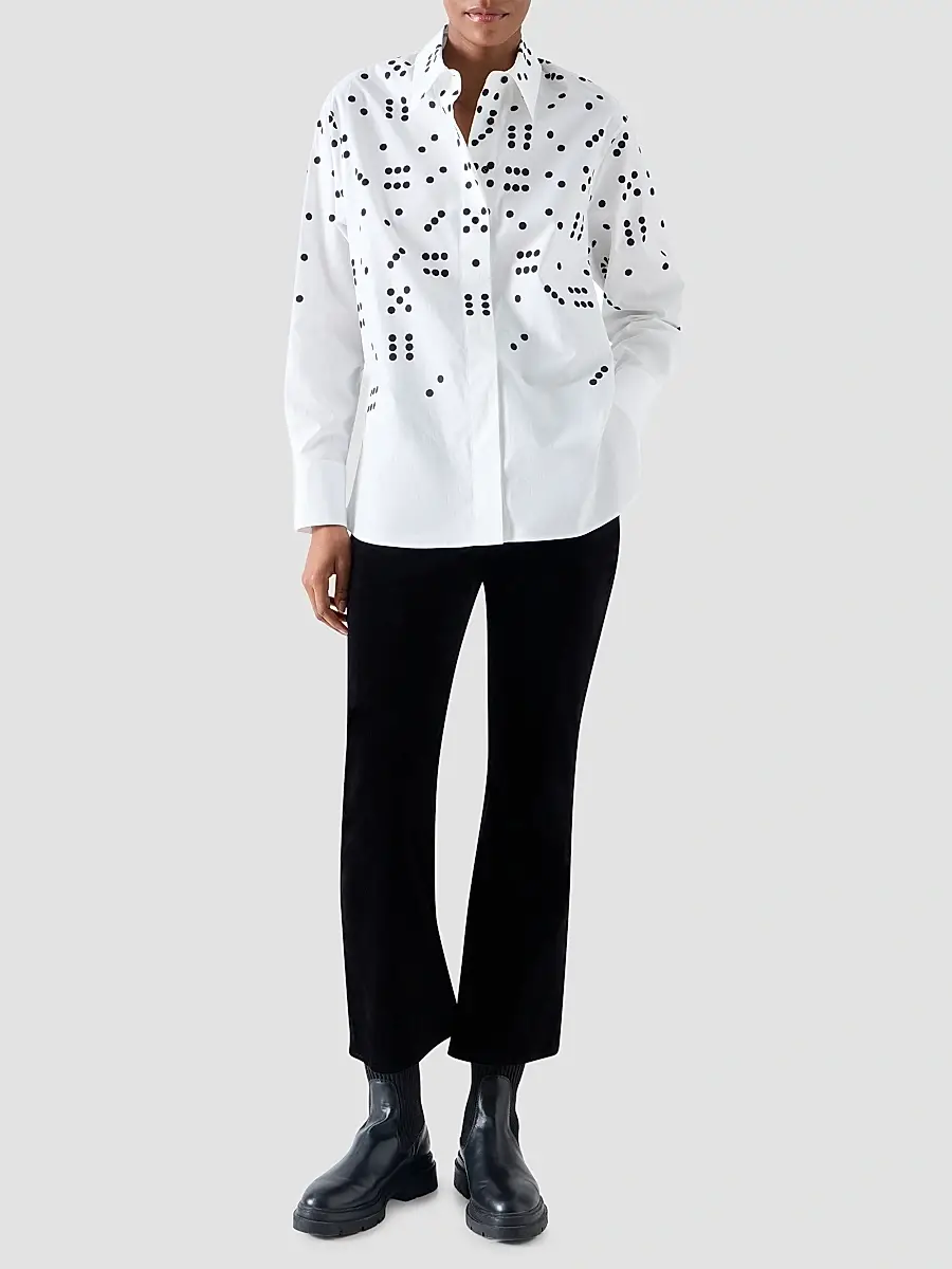 Akris punto Women's Dice Print Poplin Cotton Shirt | Thumbnail 2 Akris punto Women's Dice Print Poplin Cotton Shirt | Thumbnail 2