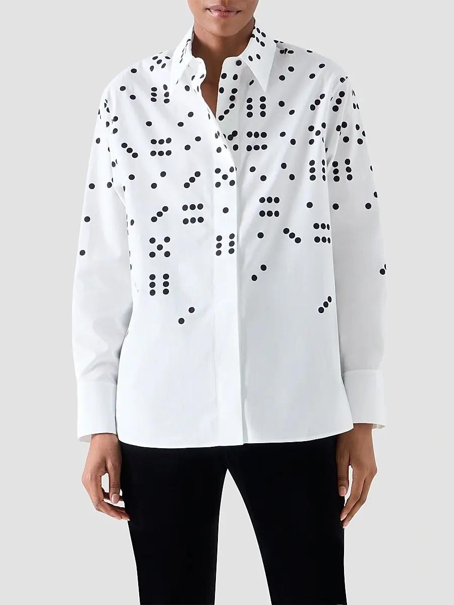 Akris punto Women's Dice Print Poplin Cotton Shirt | Thumbnail 4 Akris punto Women's Dice Print Poplin Cotton Shirt | Thumbnail 4