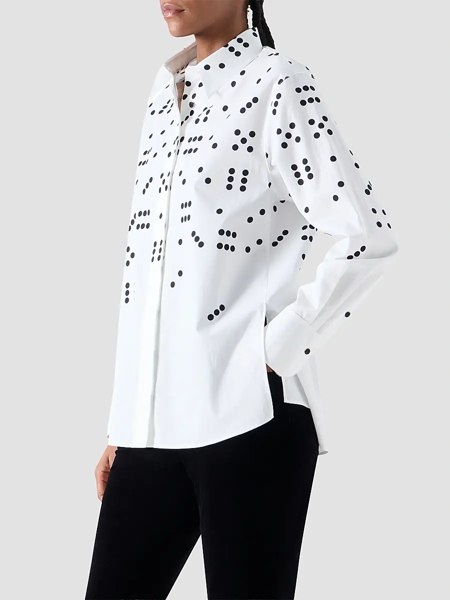 Akris punto Women's Dice Print Poplin Cotton Shirt | Thumbnail 6 Akris punto Women's Dice Print Poplin Cotton Shirt | Thumbnail 6