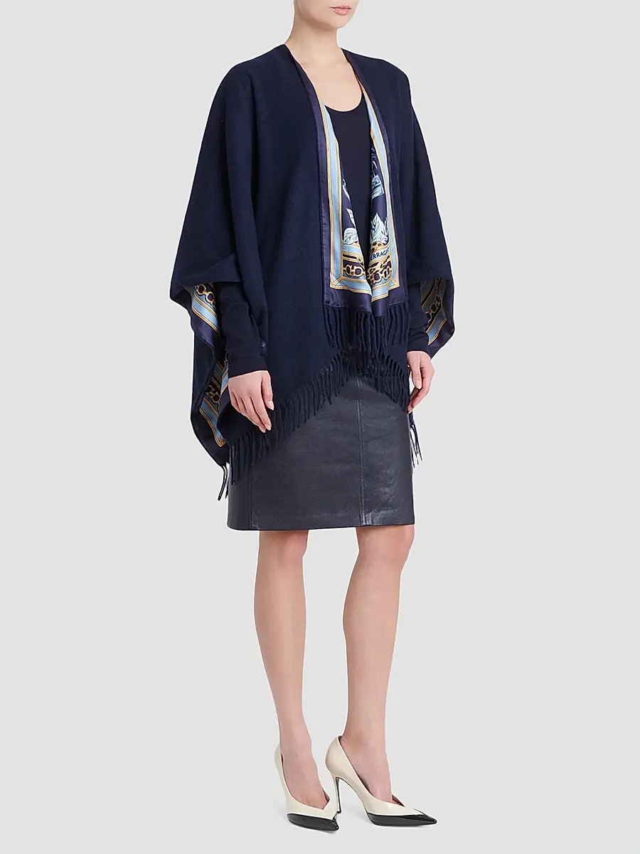 Ferragamo Women's Leopard Print Cashmere-Wool Reversible Cape | Thumbnail 2 Ferragamo Women's Leopard Print Cashmere-Wool Reversible Cape | Thumbnail 2