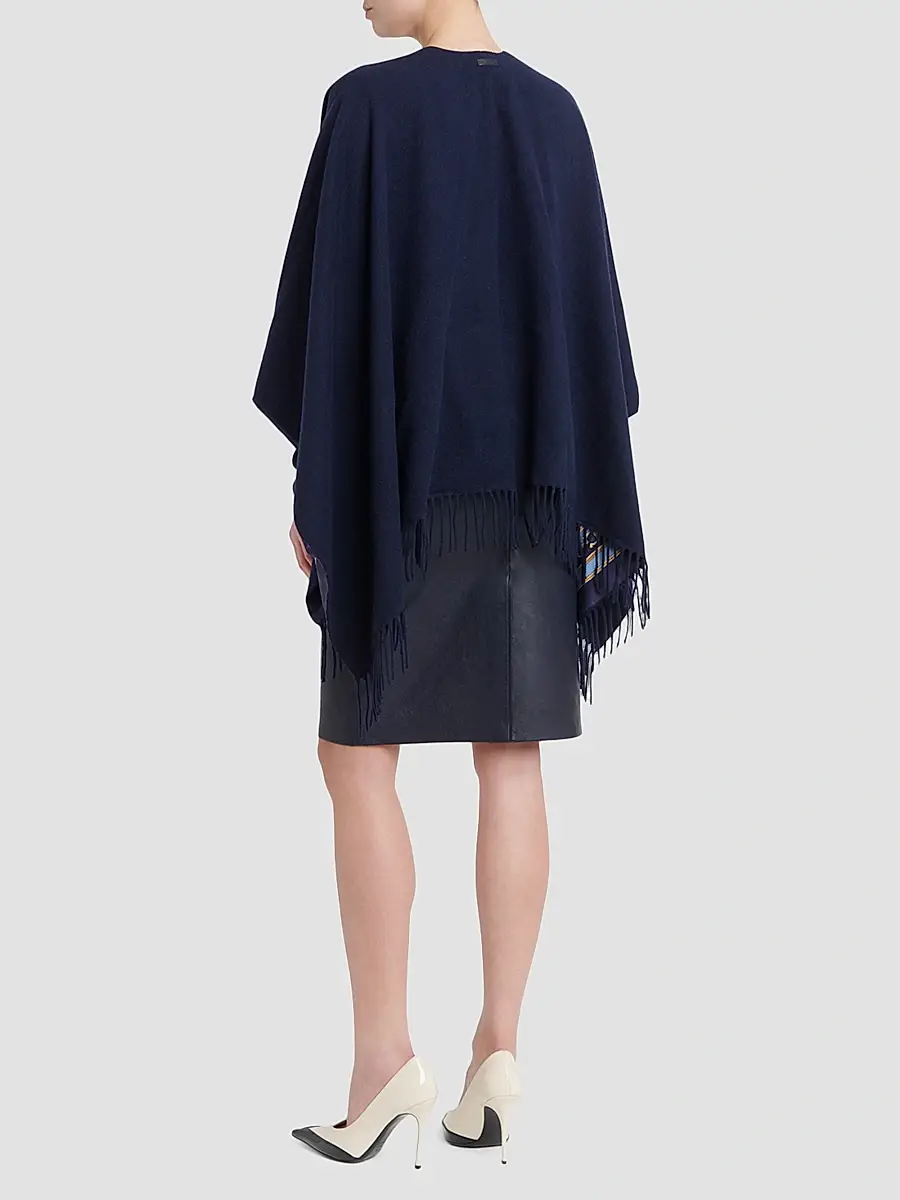 Ferragamo Women's Leopard Print Cashmere-Wool Reversible Cape | Thumbnail 3 Ferragamo Women's Leopard Print Cashmere-Wool Reversible Cape | Thumbnail 3