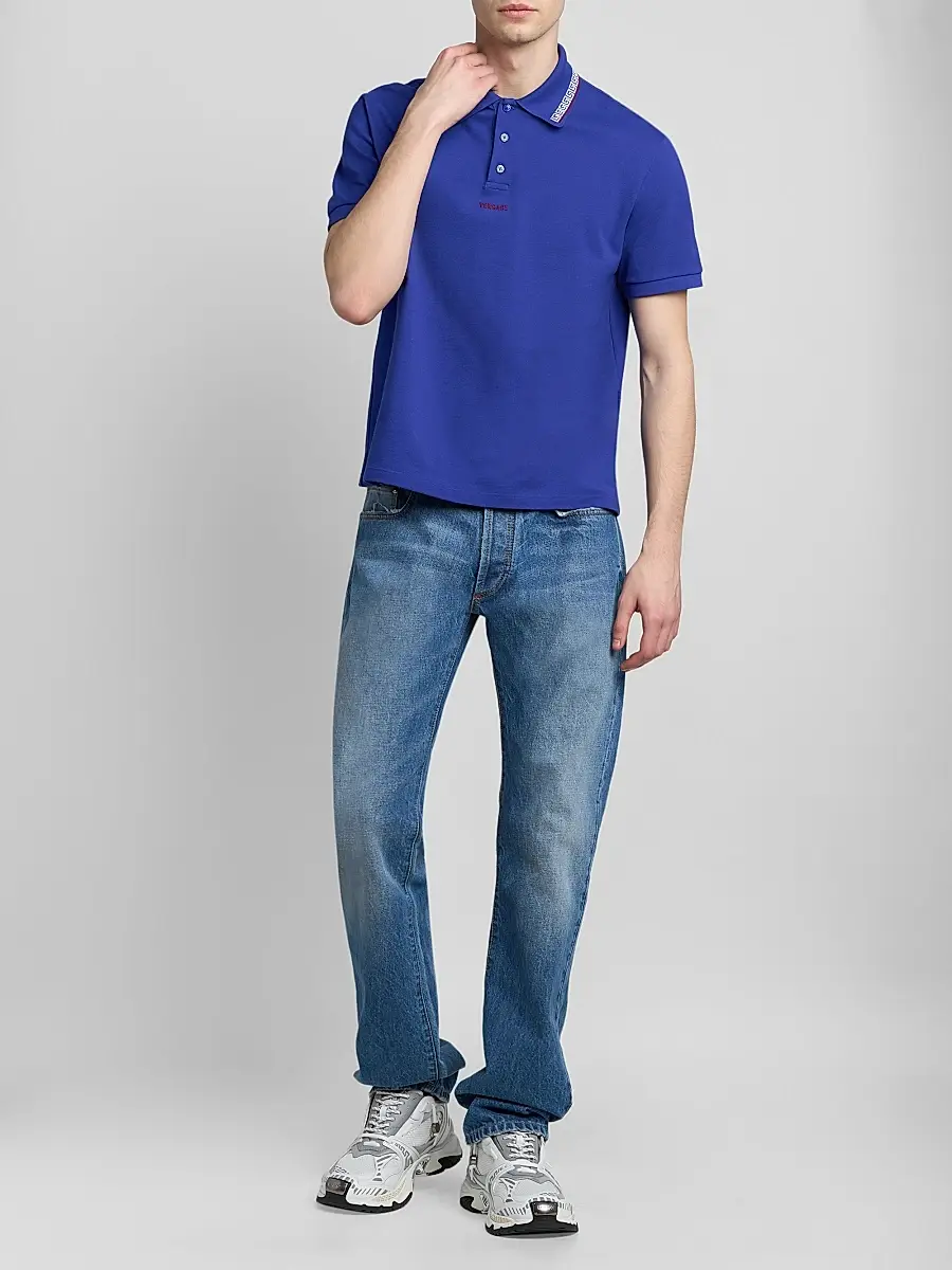 Versace Men's Greca Embroidered Cotton Polo Shirt | Thumbnail 2 Versace Men's Greca Embroidered Cotton Polo Shirt | Thumbnail 2