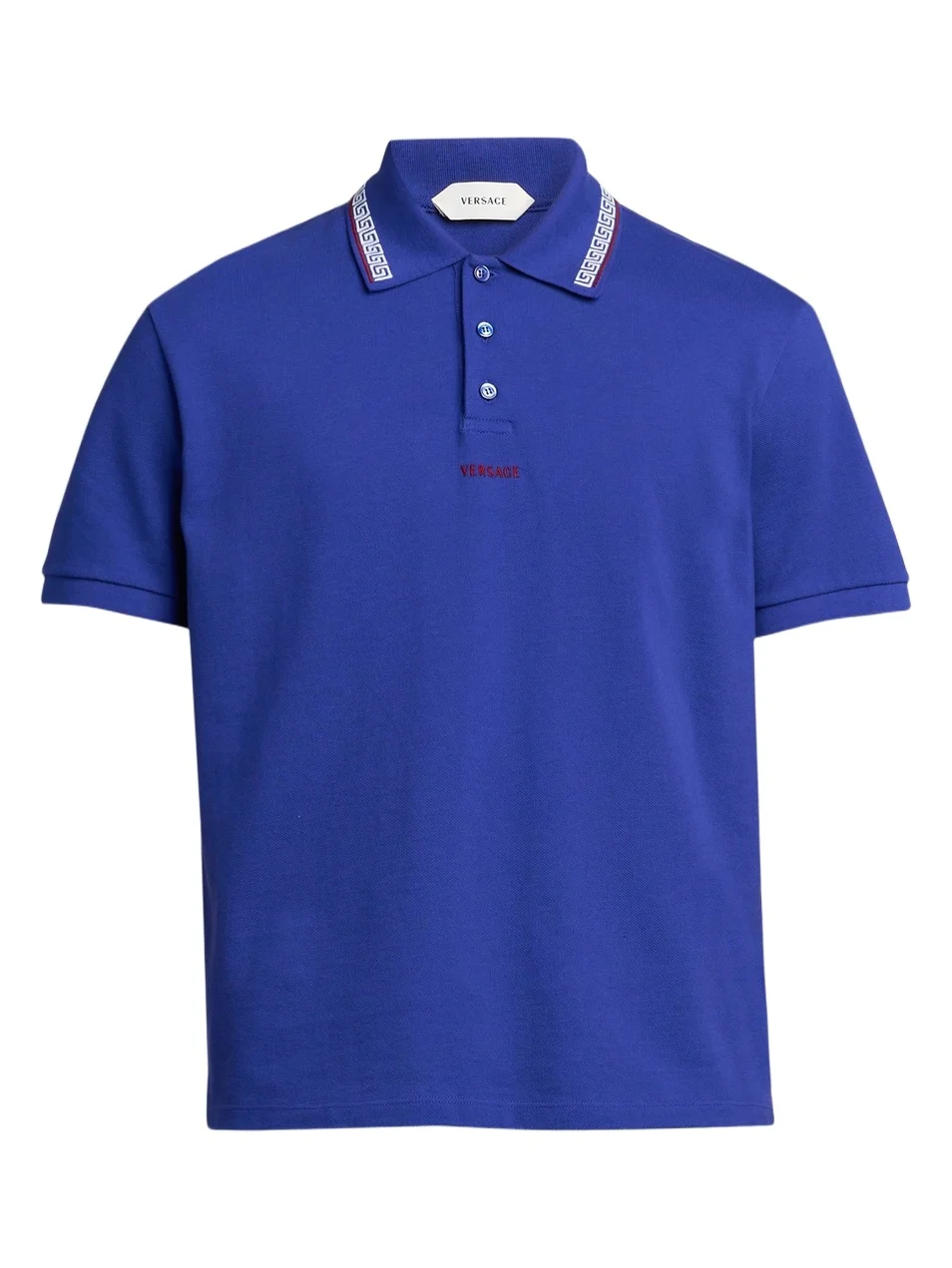 Men's Greca Embroidered Cotton Polo Shirt Men's Greca Embroidered Cotton Polo Shirt