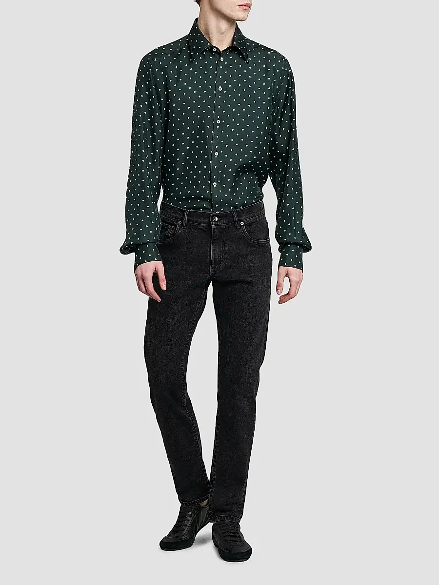 Dolce & Gabbana Men's Polka Dot Silk Button-Front Shirt | Thumbnail 2 Dolce & Gabbana Men's Polka Dot Silk Button-Front Shirt | Thumbnail 2