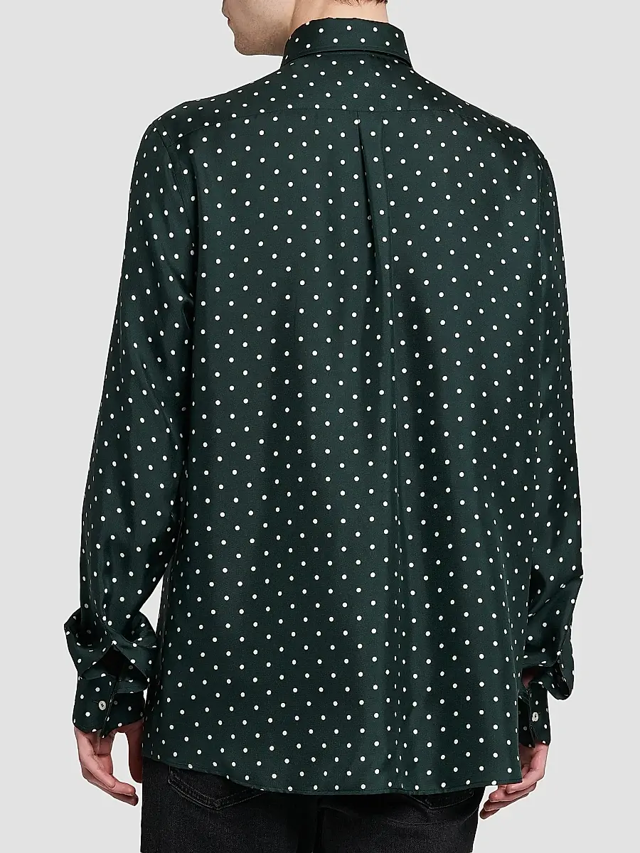 Dolce & Gabbana Men's Polka Dot Silk Button-Front Shirt | Thumbnail 5 Dolce & Gabbana Men's Polka Dot Silk Button-Front Shirt | Thumbnail 5