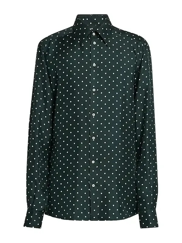 Dolce & Gabbana Men's Polka Dot Silk Button-Front Shirt