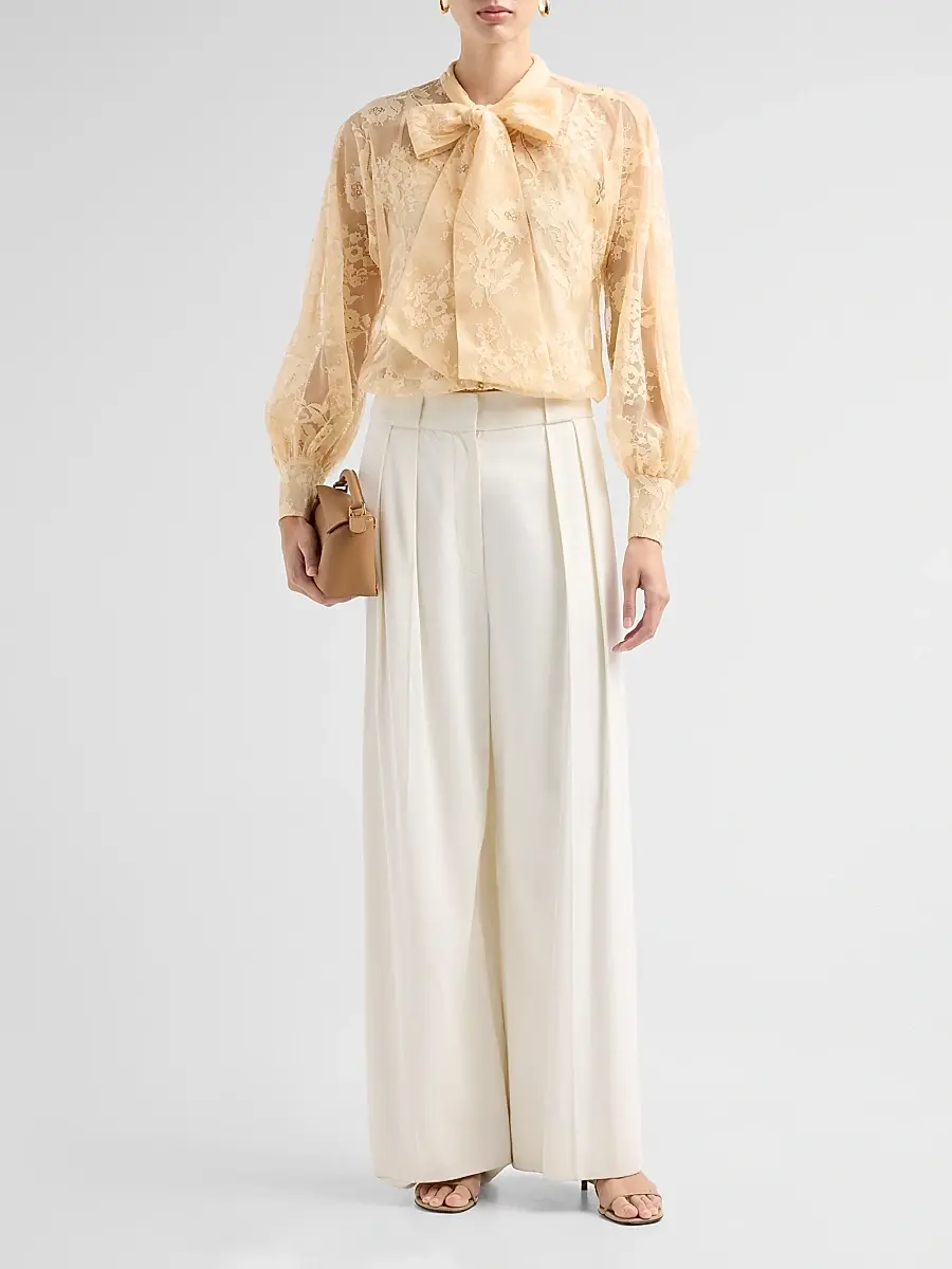 Zimmermann Women's Valiant Lace Pussy Bow Blouse | Thumbnail 2