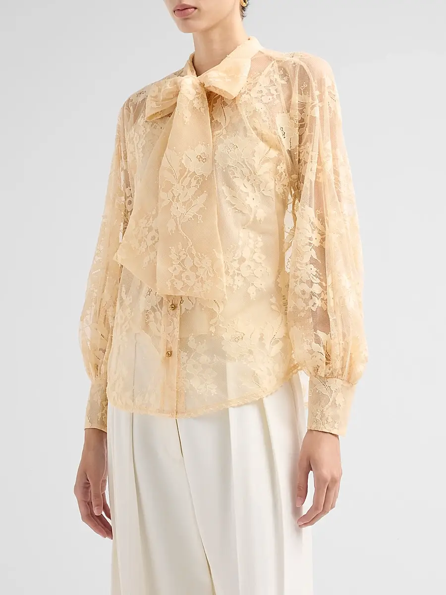 Zimmermann Women's Valiant Lace Pussy Bow Blouse | Thumbnail 4