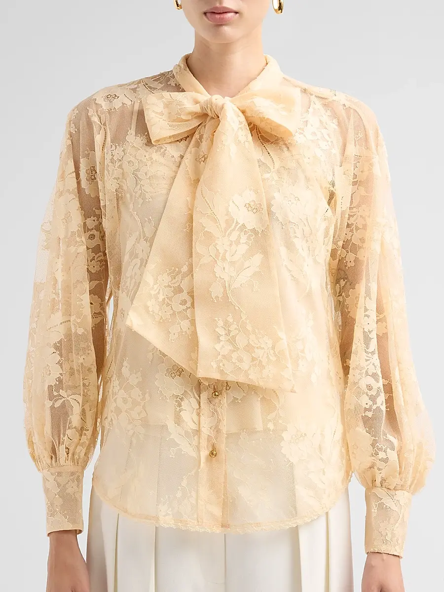 Zimmermann Women's Valiant Lace Pussy Bow Blouse | Thumbnail 5